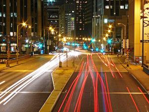 Chicago night traffic